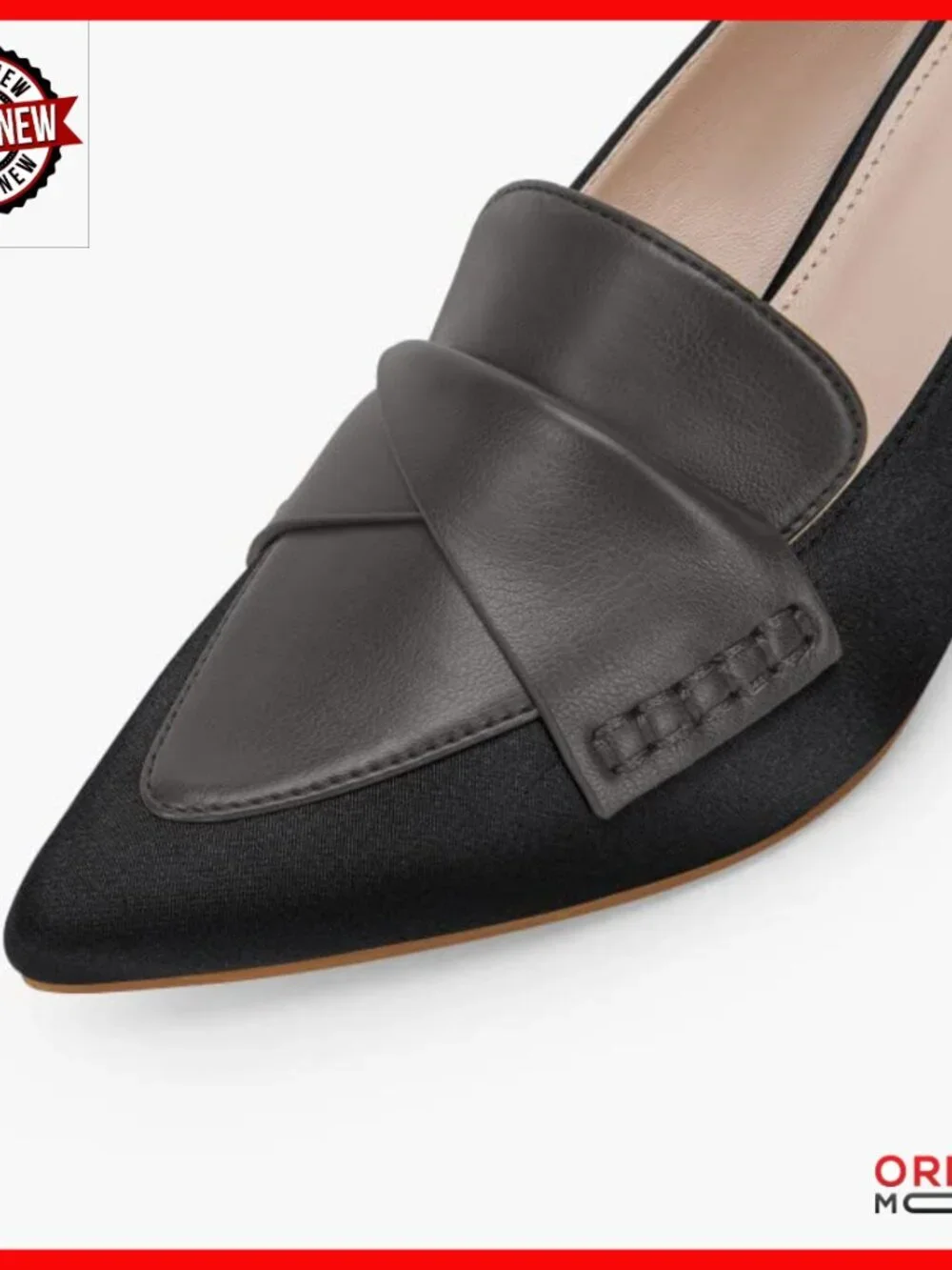 Chunky Block Low Heel Pumps Stitching Retro Office Dress Shoes